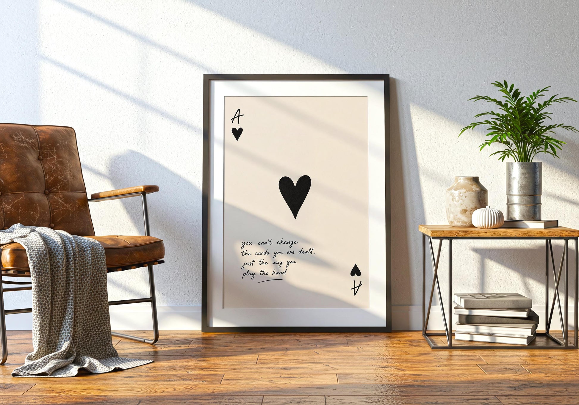 Scandinavian style Ace of Spades artwork for living room walls.