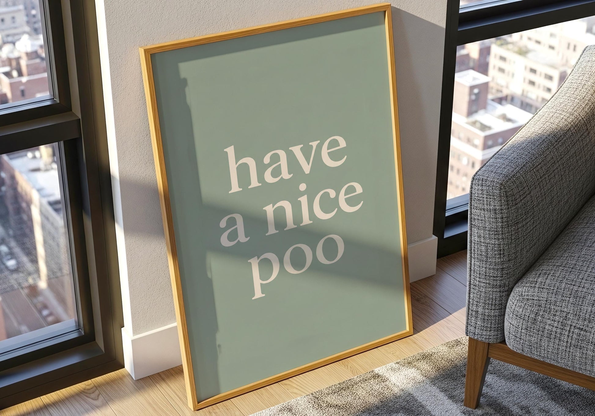 Funny toilet wall art designed for guest bathrooms, powder rooms, and modern homes.