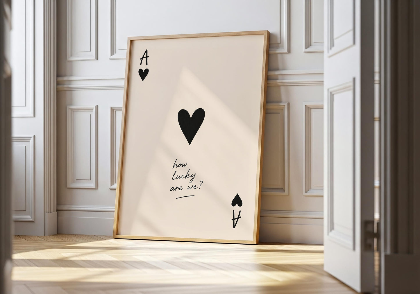 How Lucky Are We Ace of Hearts romantic wall art print.