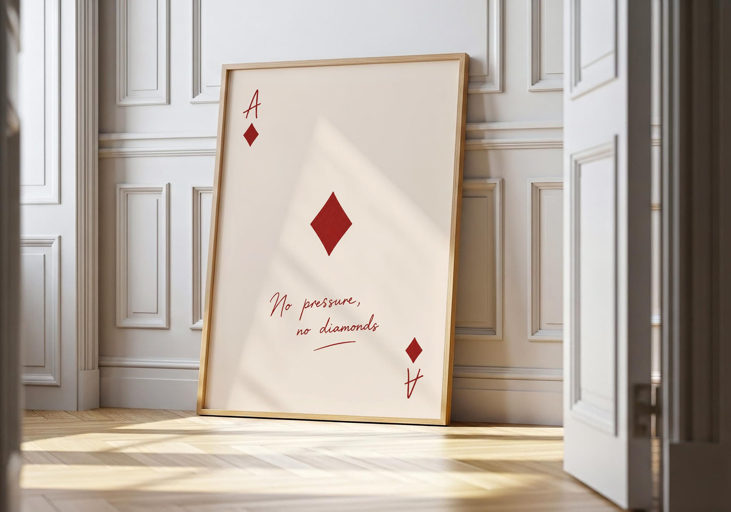 Bold red minimalist typography wall art print.