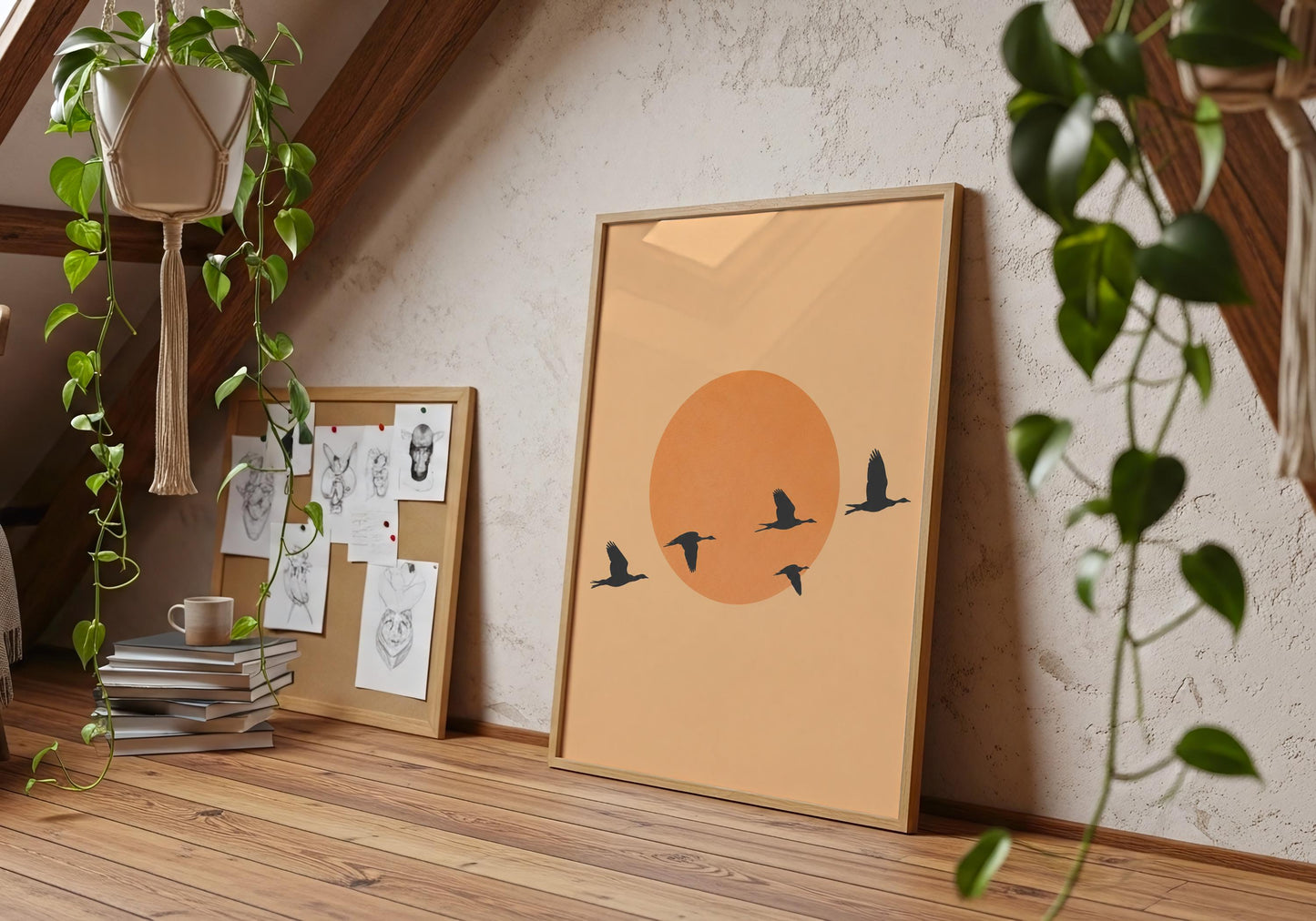 Contemporary bird silhouette wall art.