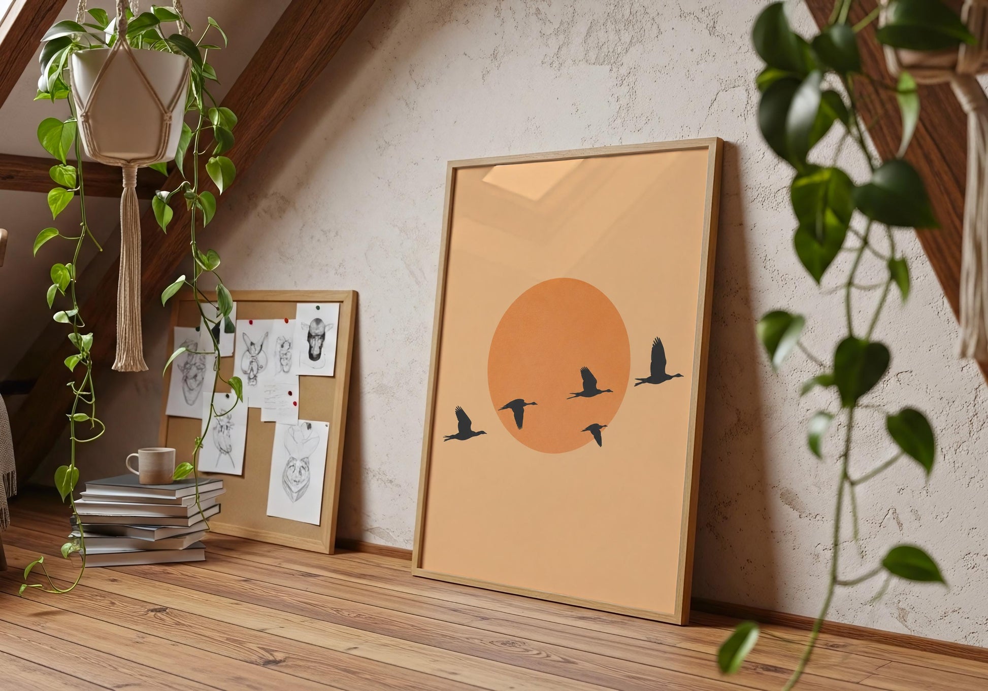 Contemporary bird silhouette wall art.