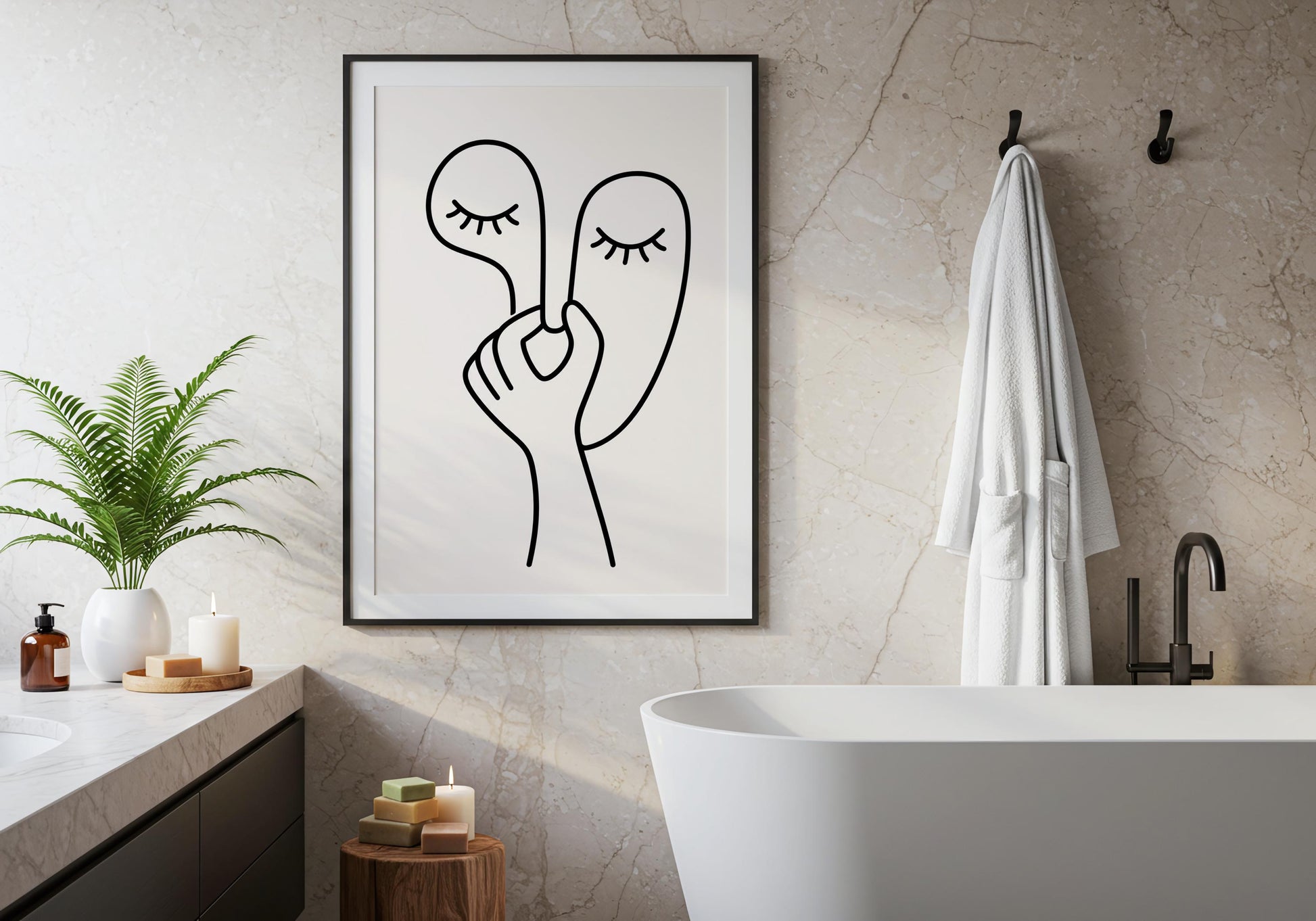 Funny toilet print featuring a minimalist illustration of someone holding their nose.
