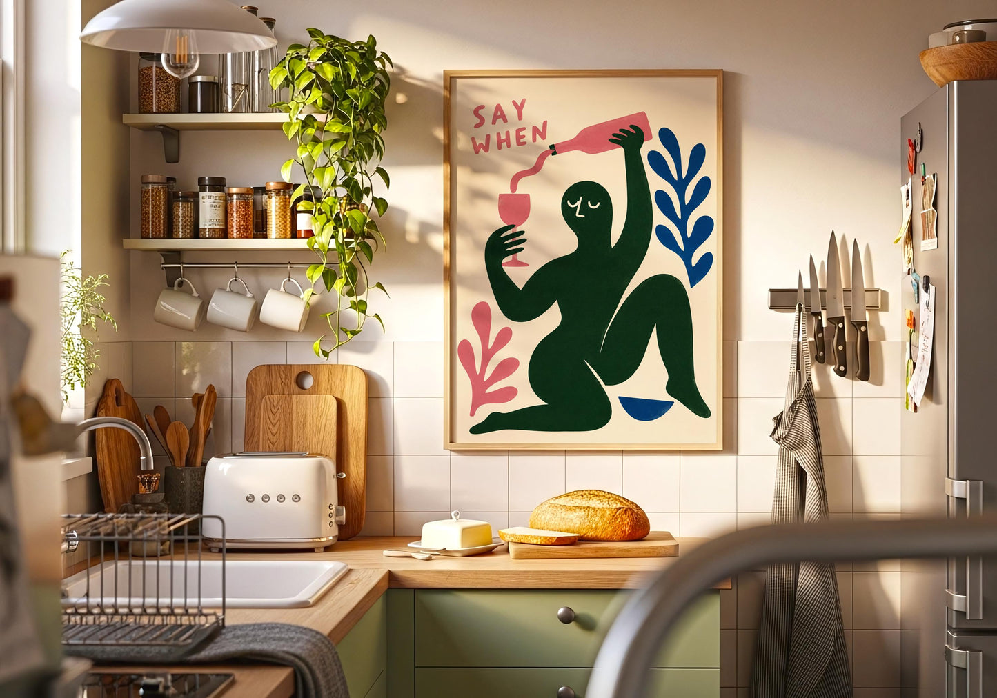 Abstract Figure Wall Art Print - Colourful Modern Kitchen Decor, Contemporary Gallery Wall Poster, Scandinavian Home Decor Gift