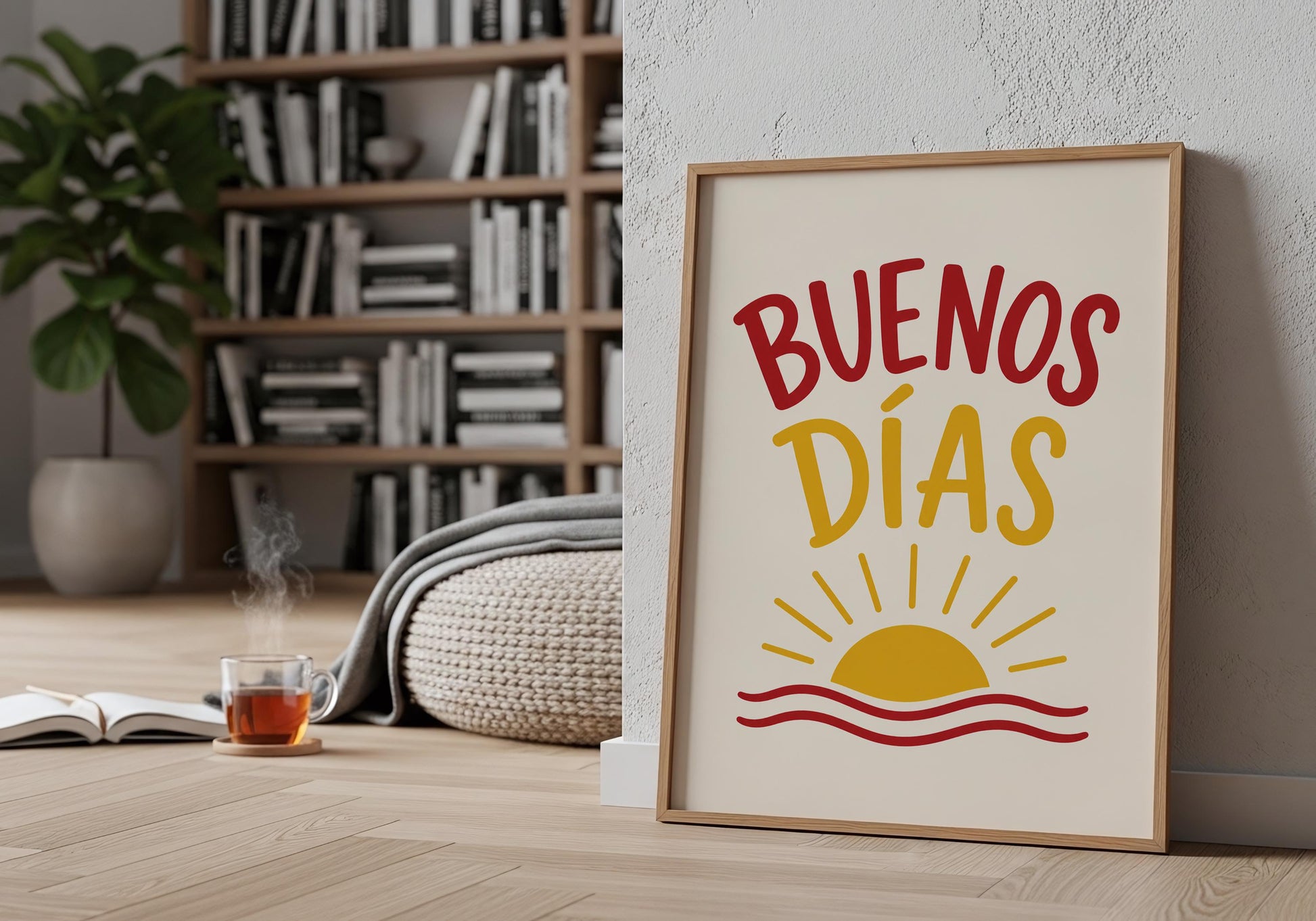 Spanish wall art with colourful lettering and sunshine design for kitchens and dining rooms.