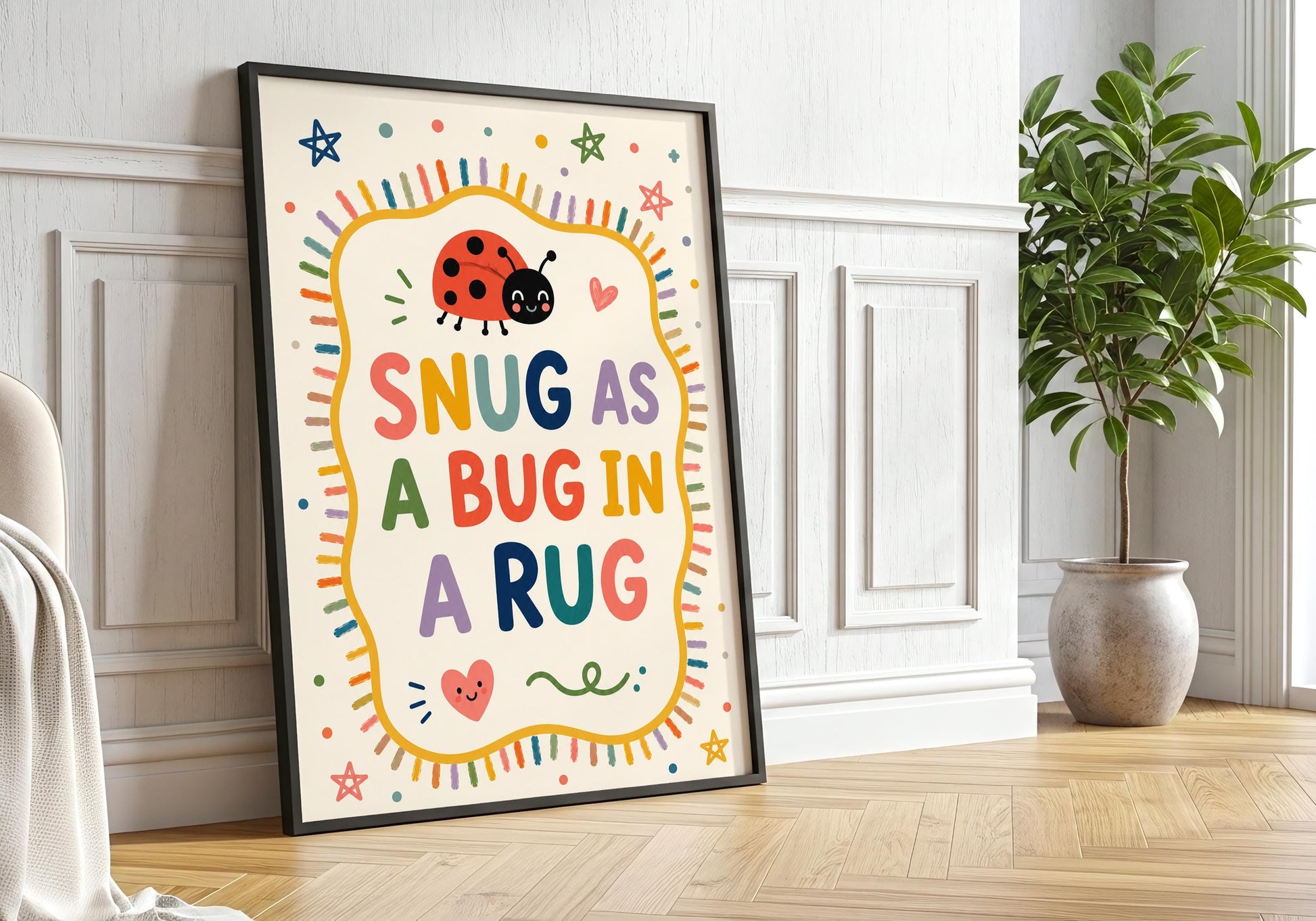 Nursery quote wall art perfect for woodland and colourful nursery themes.