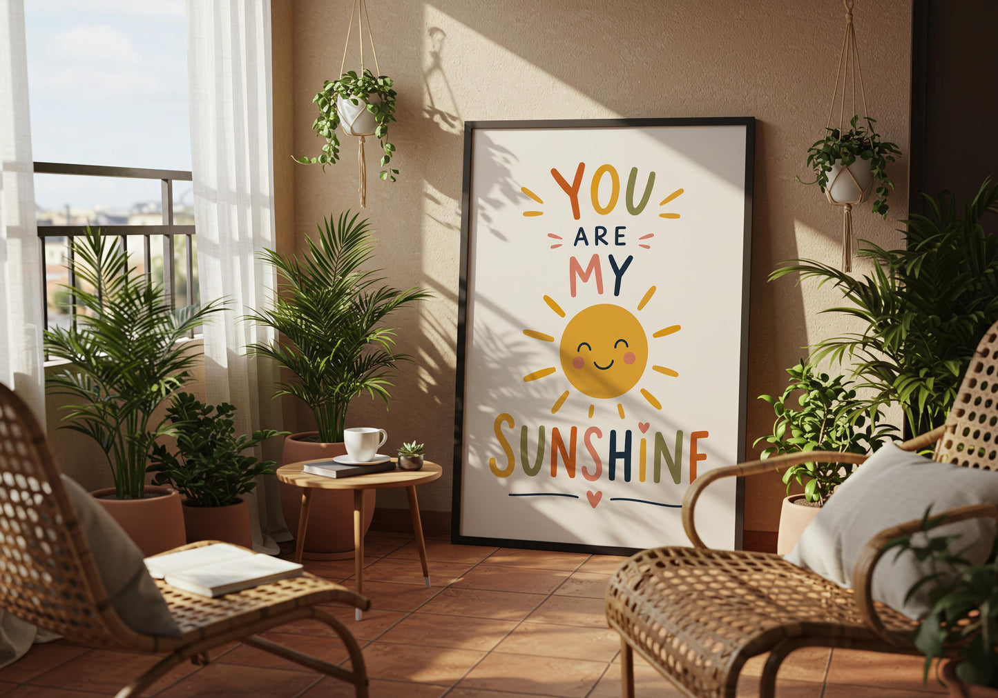 Gender-neutral nursery wall art with colourful typography.