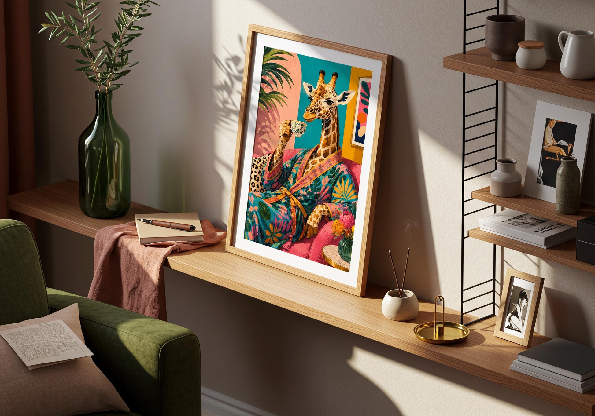 Modern animal wall art for living room, office or reading nook decor.