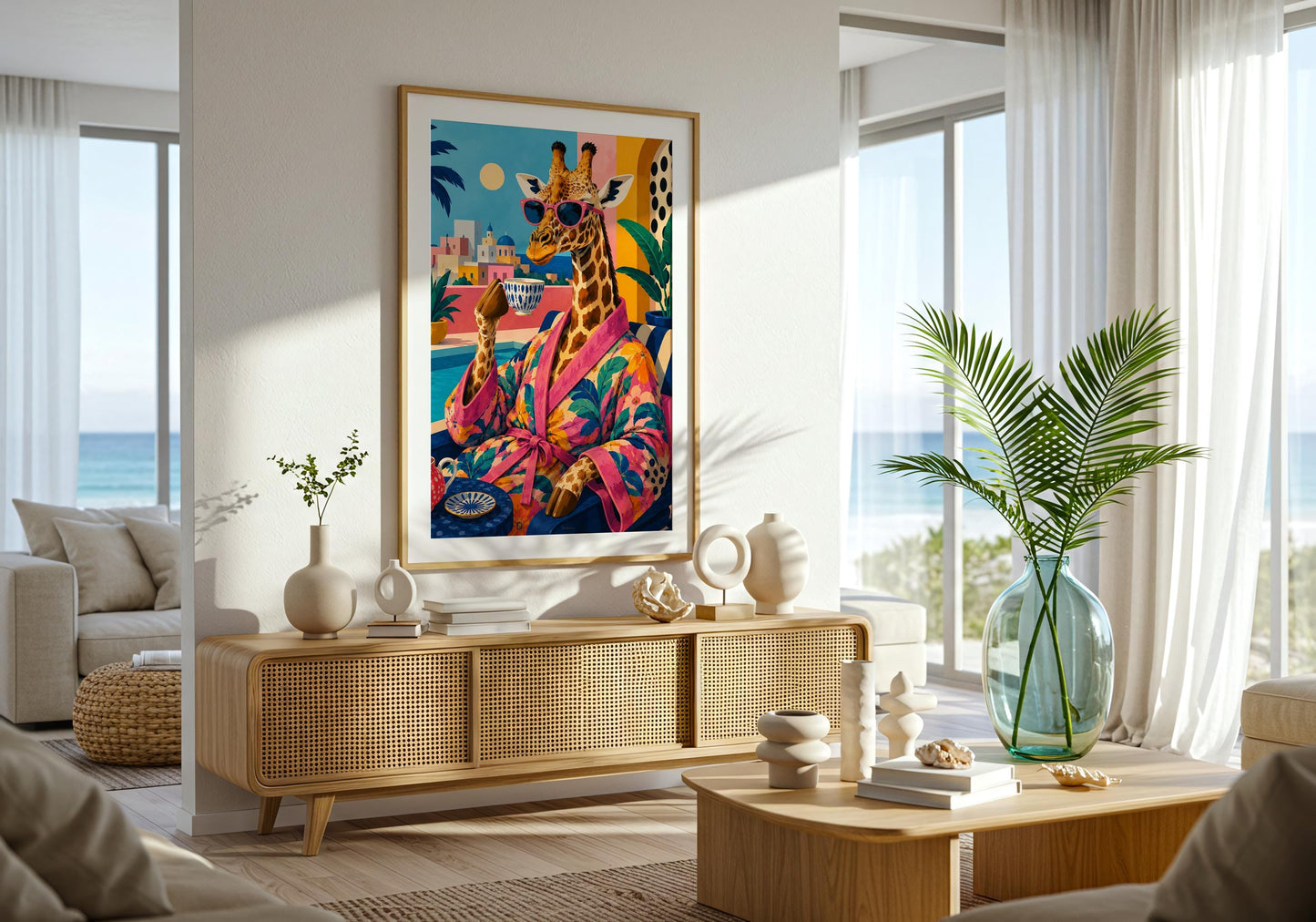 Colourful animal poster inspired by Palm Springs interiors and luxury summer escapes.