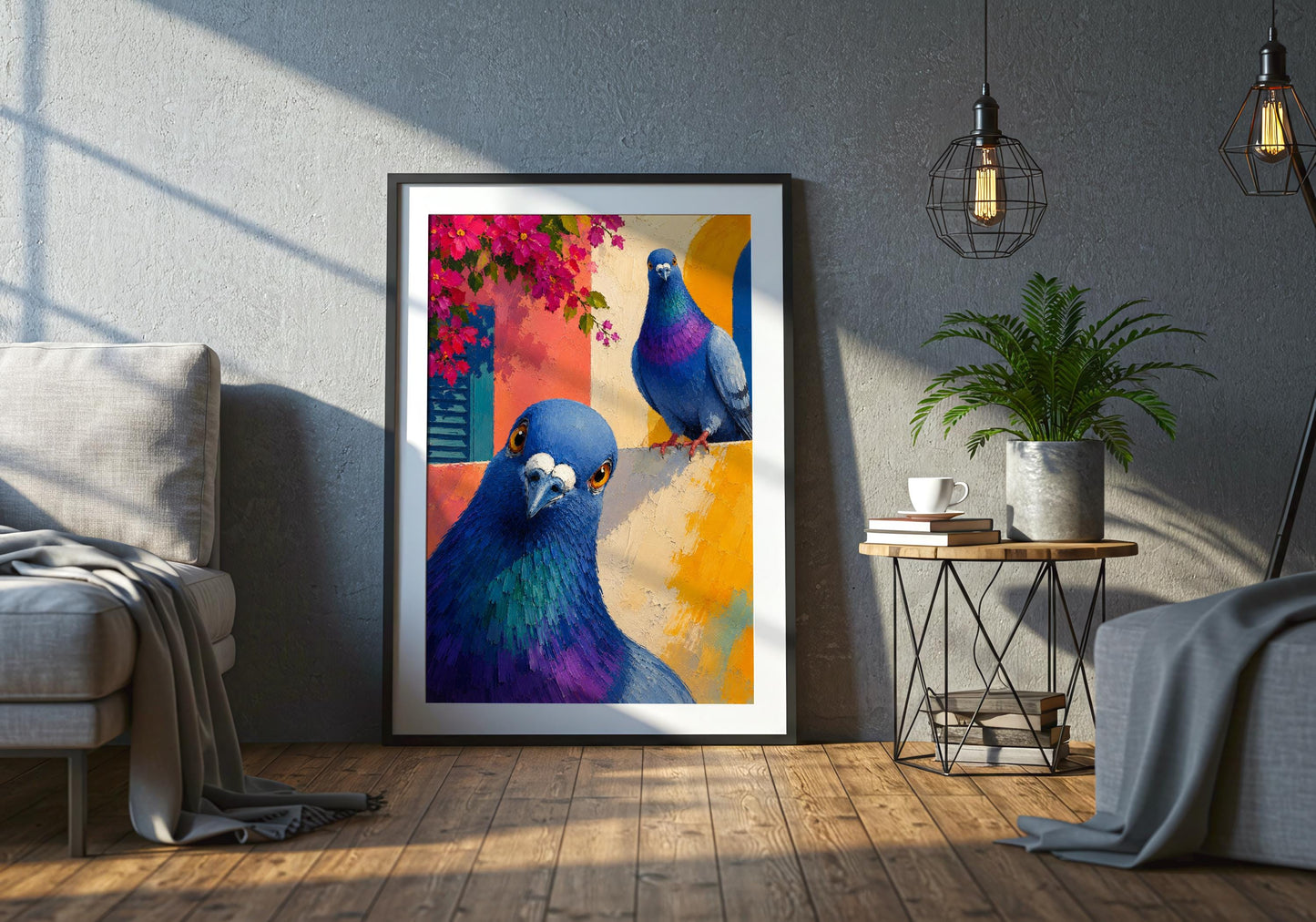 Bird lover wall art inspired by Mediterranean towns and sunny European holidays.