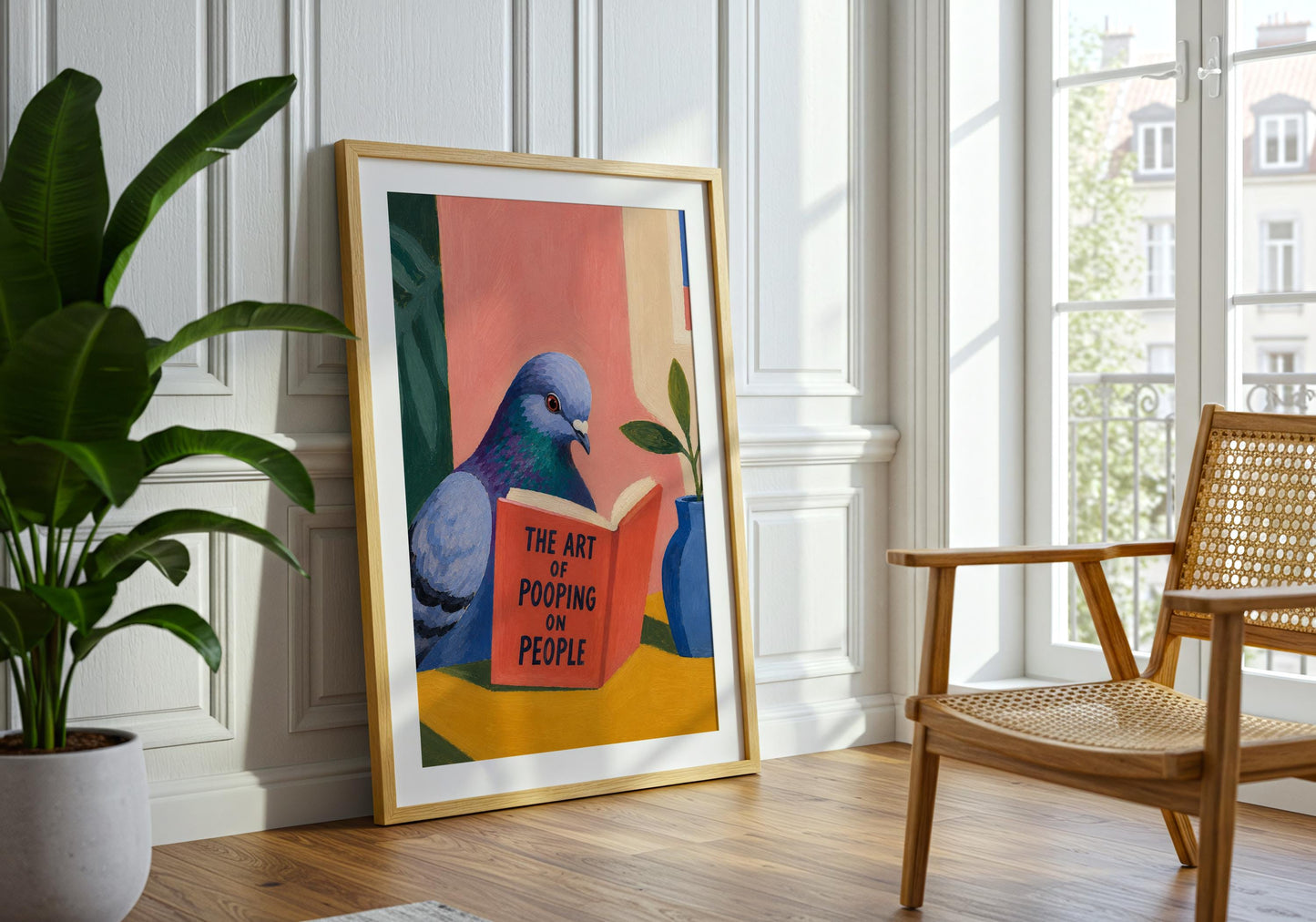 Colourful pigeon print designed for bird lovers with a great sense of humour.