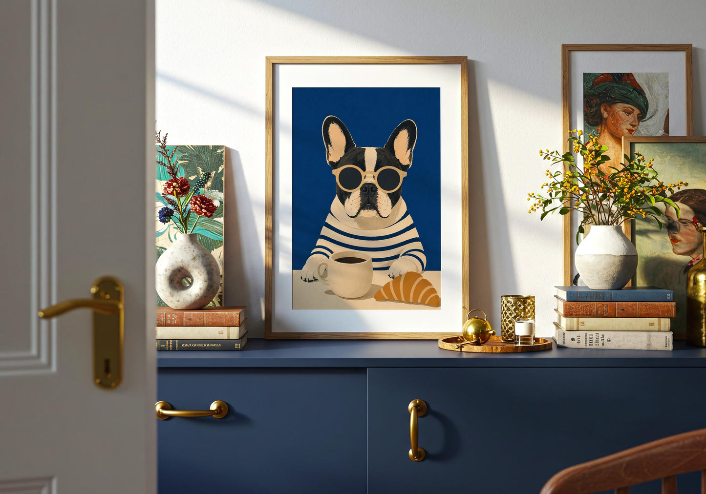 Stylish dog wall art for pet lovers, coffee lovers, and modern homes.