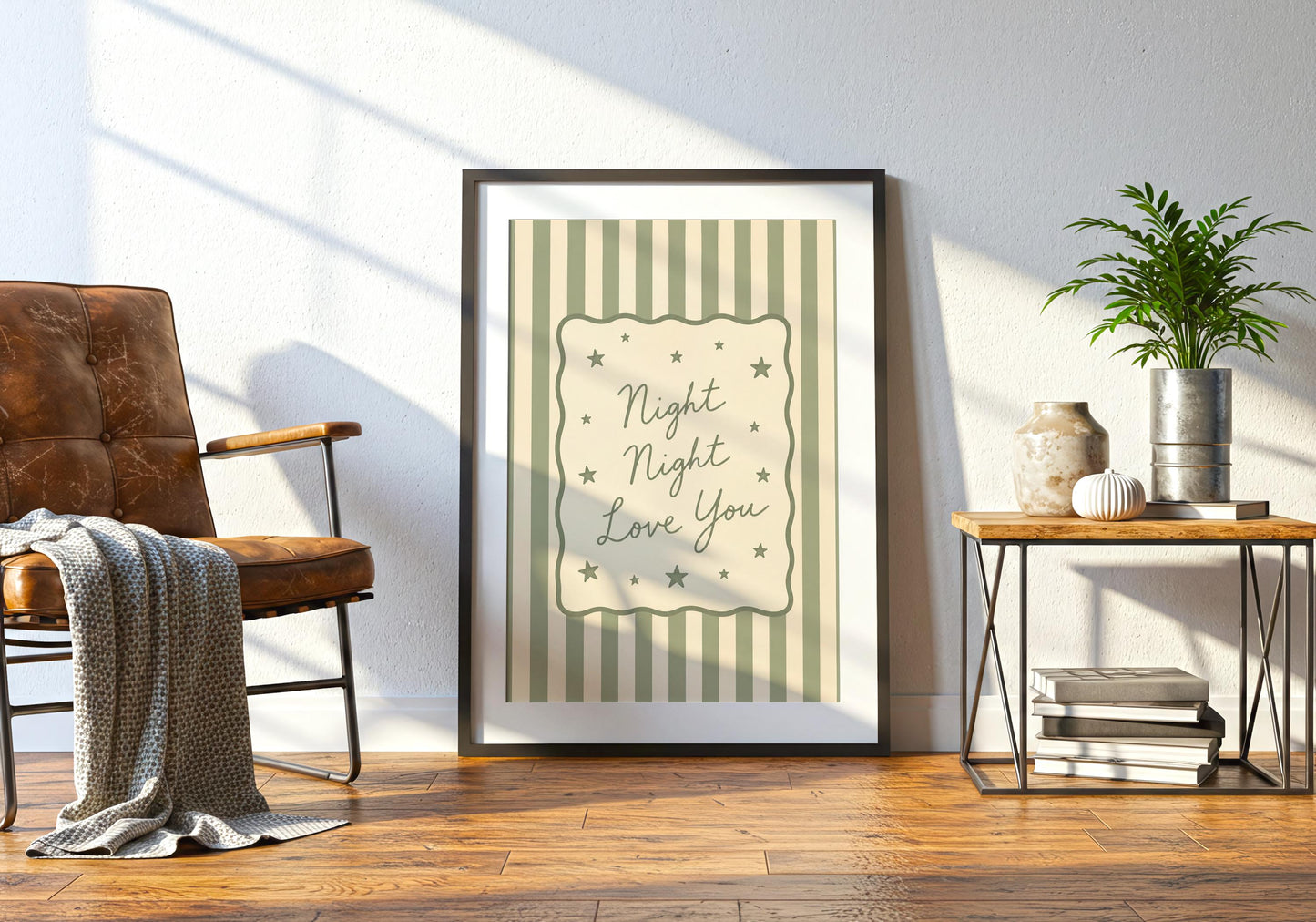Gender neutral nursery wall art featuring elegant bedtime typography.