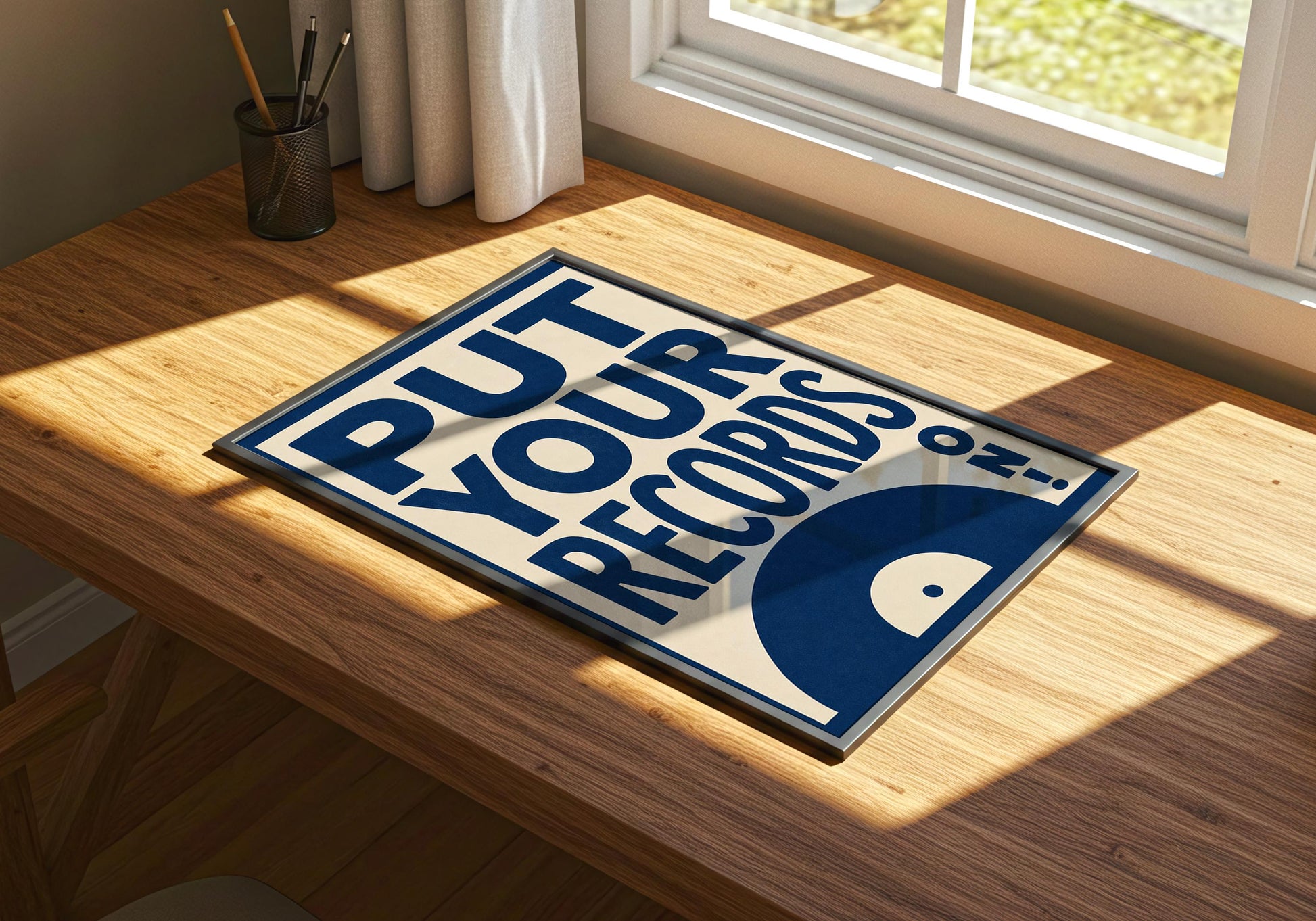 Vinyl record wall art featuring modern retro typography for music lovers.