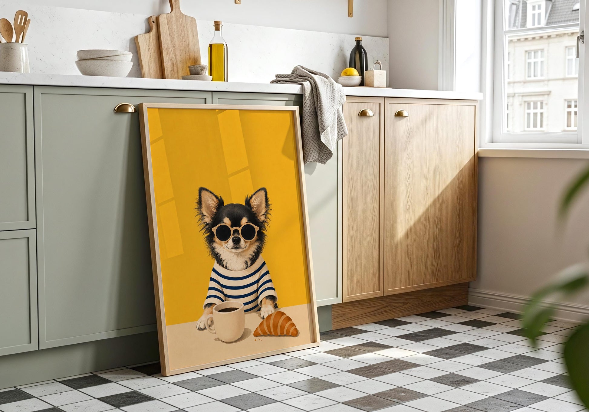 Contemporary Chihuahua portrait for apartment décor.