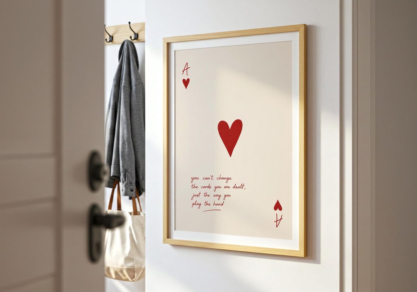 Minimalist Ace of Hearts print for couple bedroom décor.