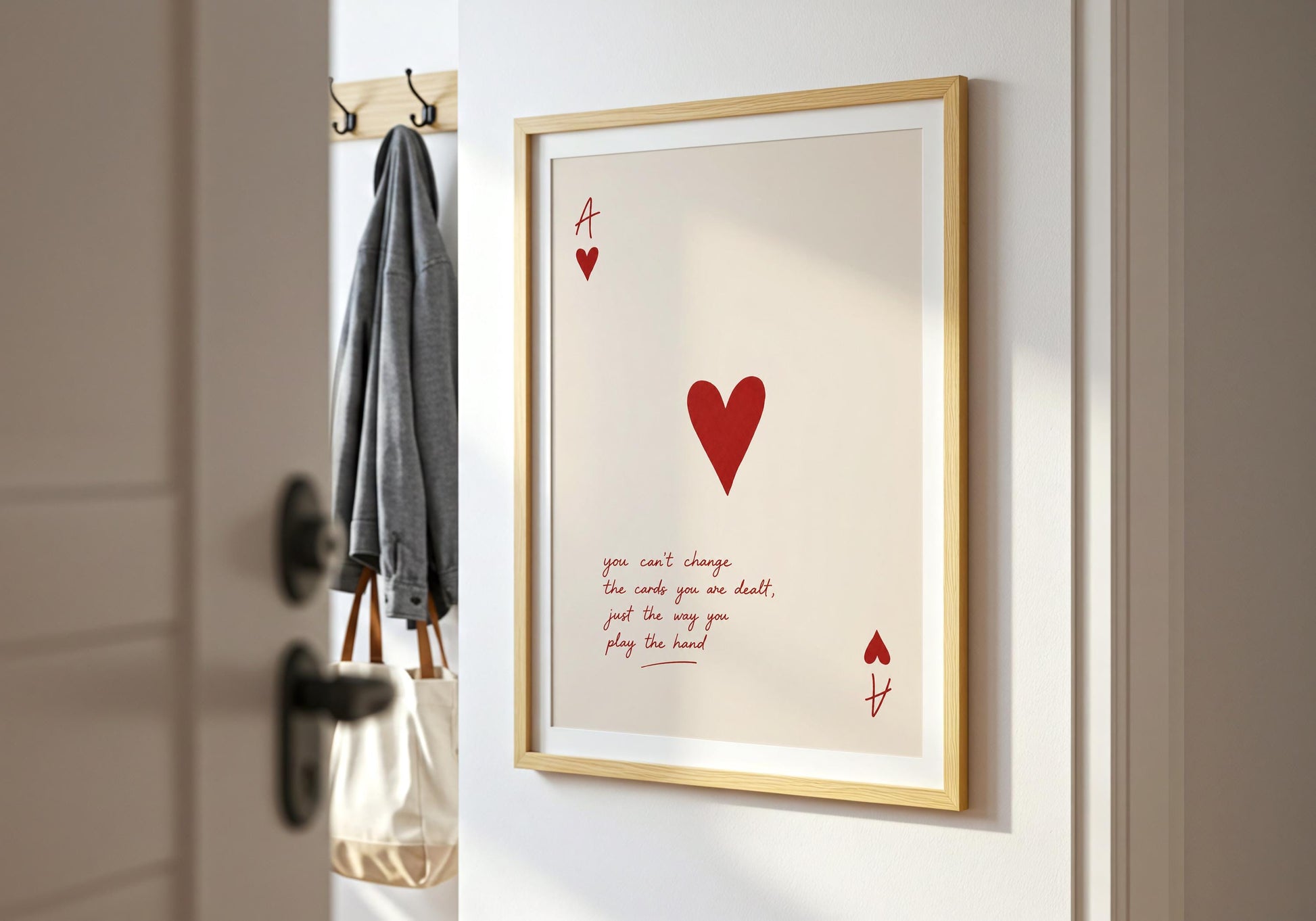 Minimalist Ace of Hearts print for couple bedroom décor.