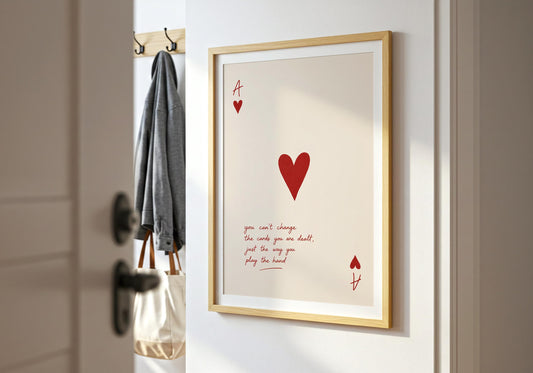 Minimalist Ace of Hearts print for couple bedroom décor.