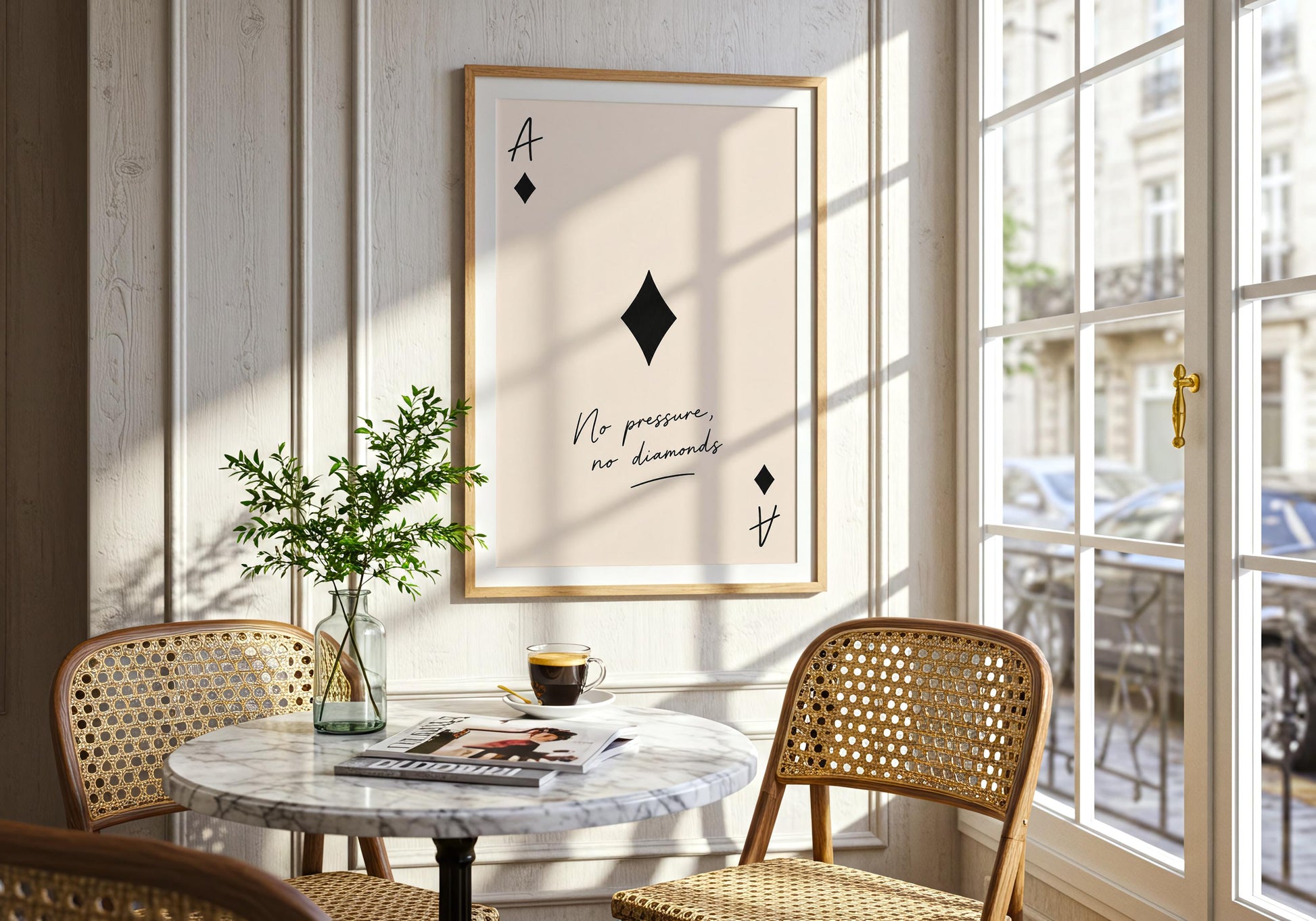 Business office wall art with Ace of Diamonds design.