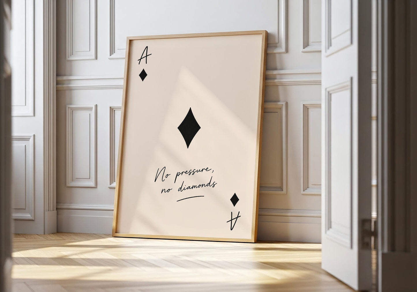 No Pressure No Diamonds motivational typography wall art.