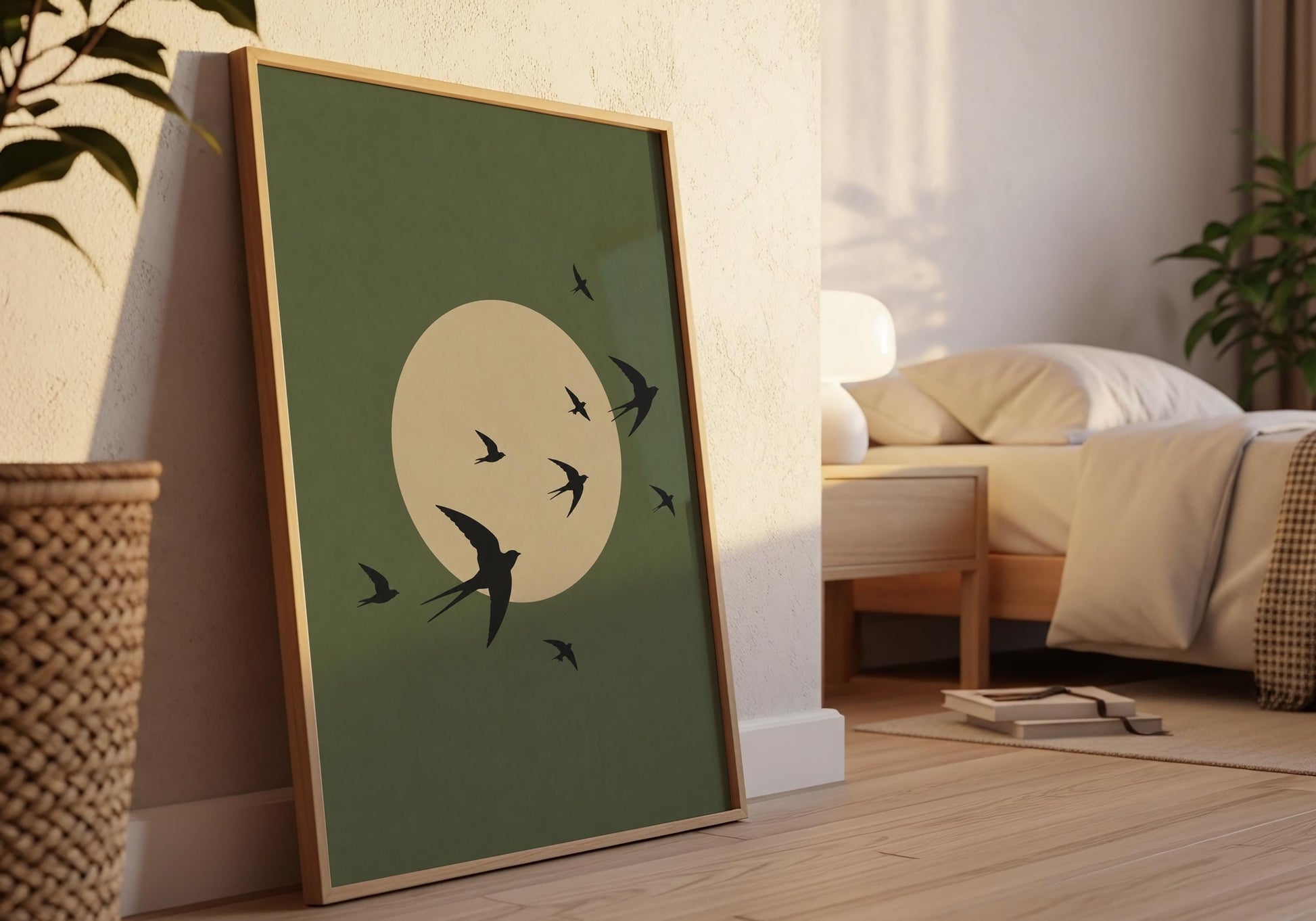 Minimalist freedom wall art featuring flying birds.