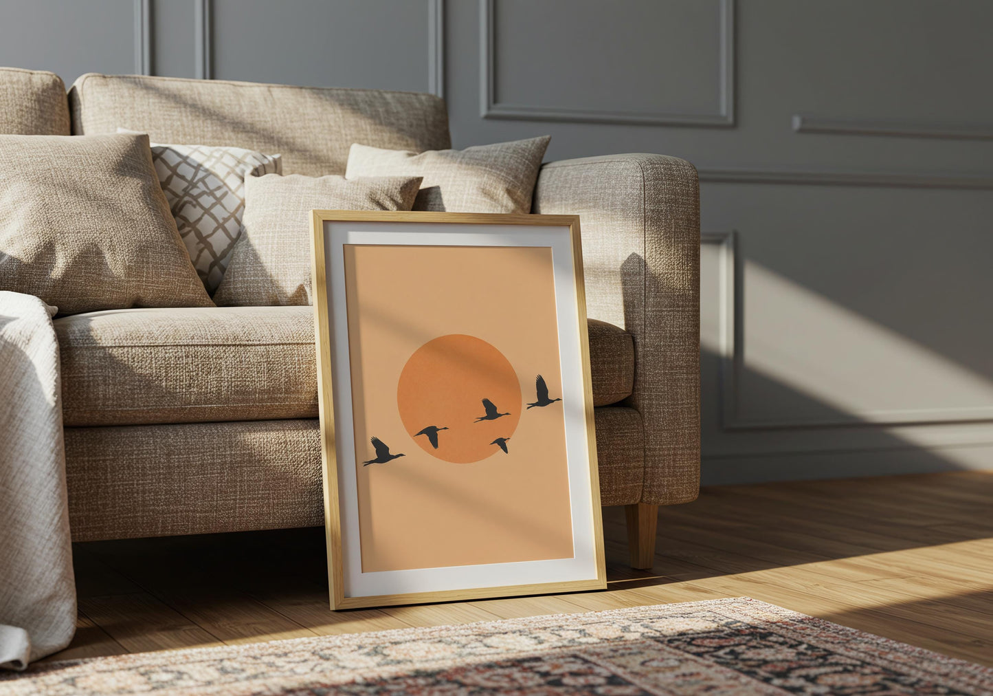 Soft peach gallery wall print.