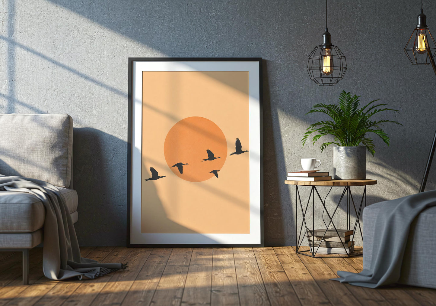 Modern neutral bird art print.
