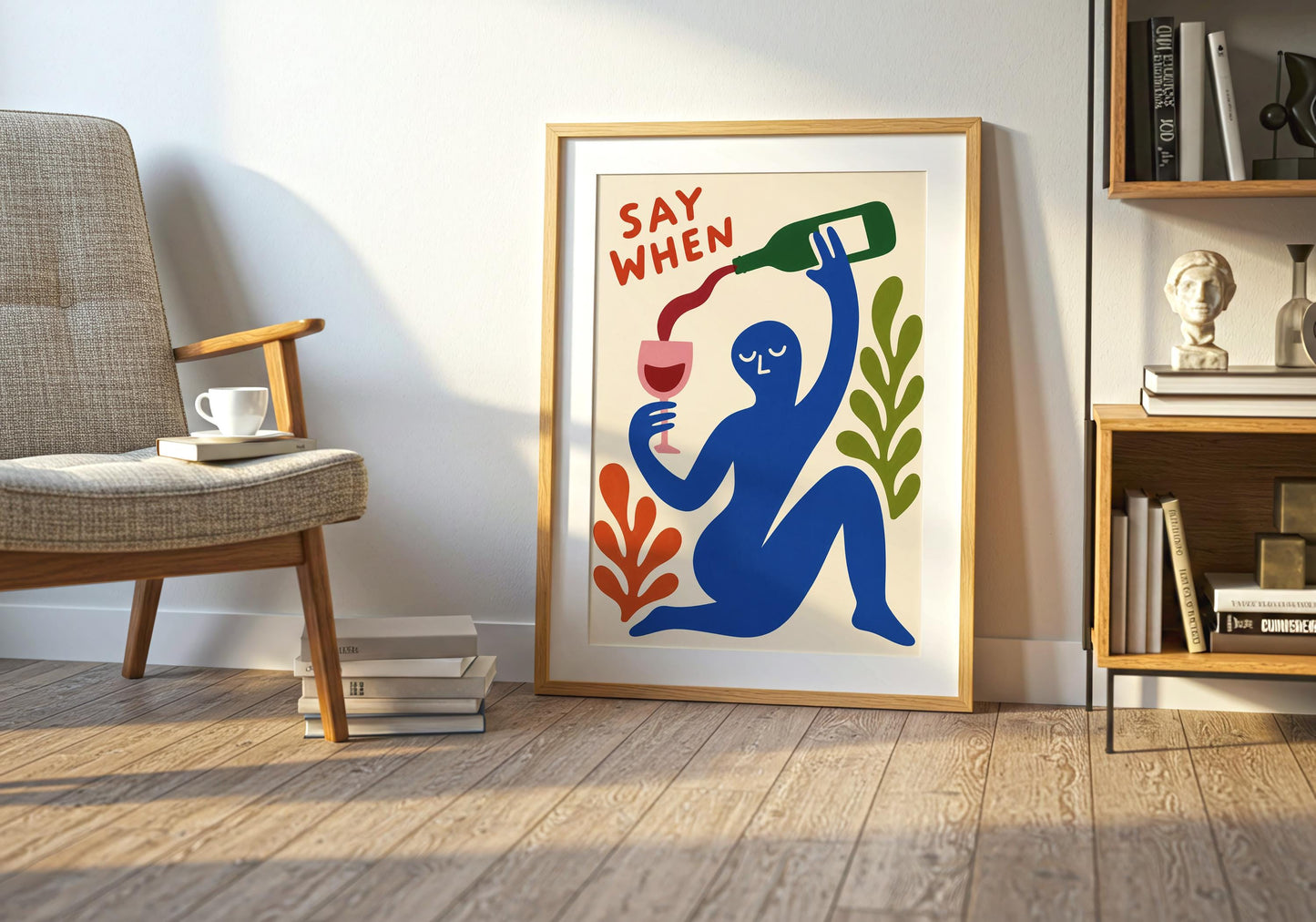 Mediterranean-inspired wine illustration.