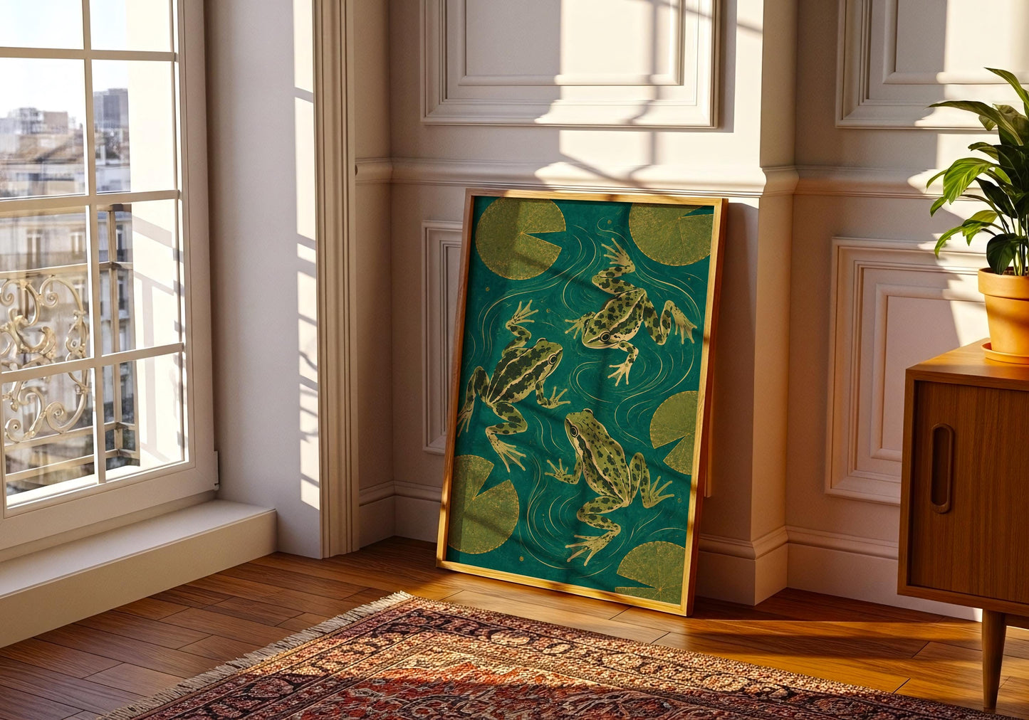 Botanical pond artwork perfect for bathrooms, living rooms and cottagecore homes.