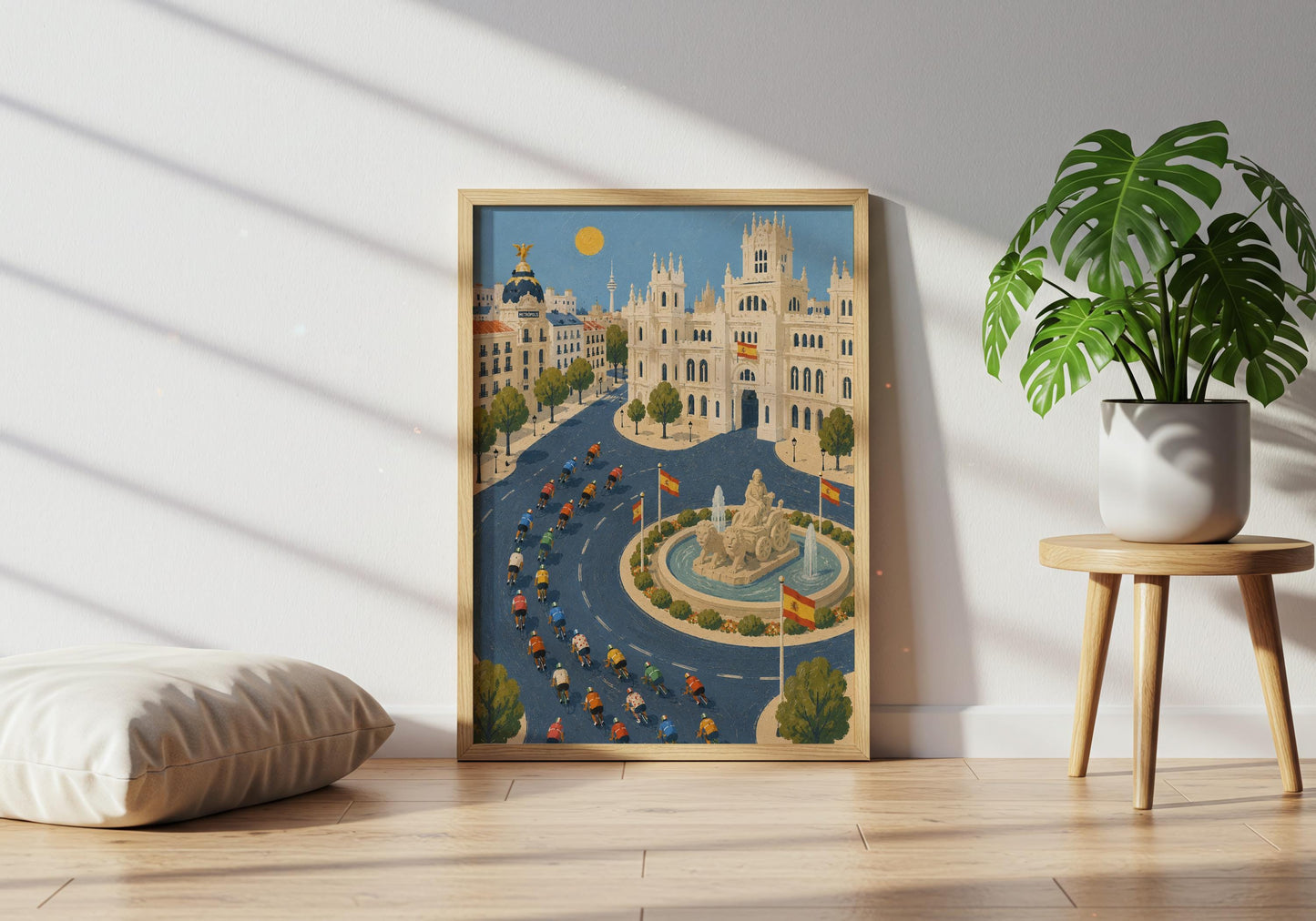 Colourful Madrid poster perfect for cycling enthusiasts and Spain lovers.