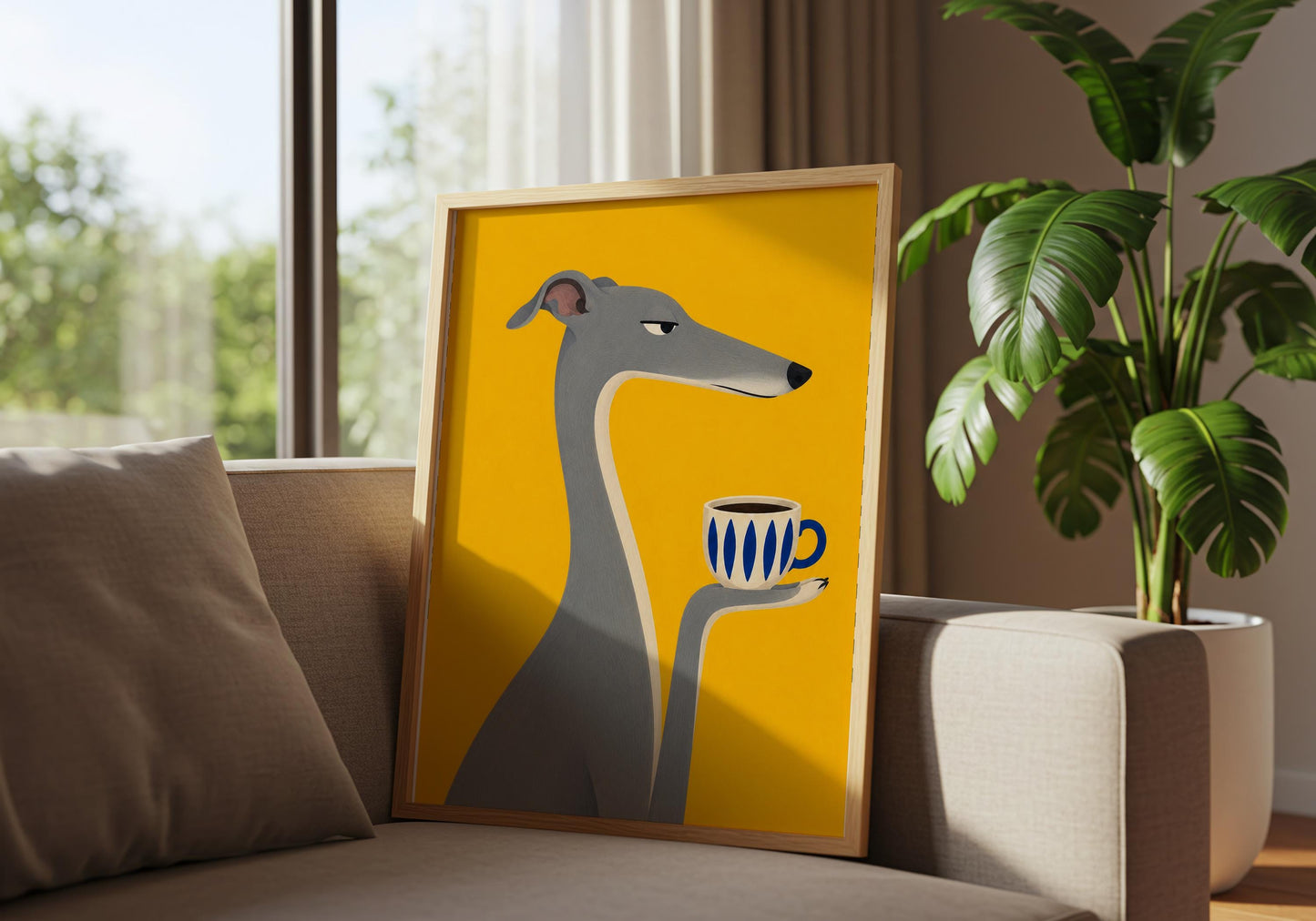 Mustard yellow coffee print perfect for kitchen and coffee bar décor.