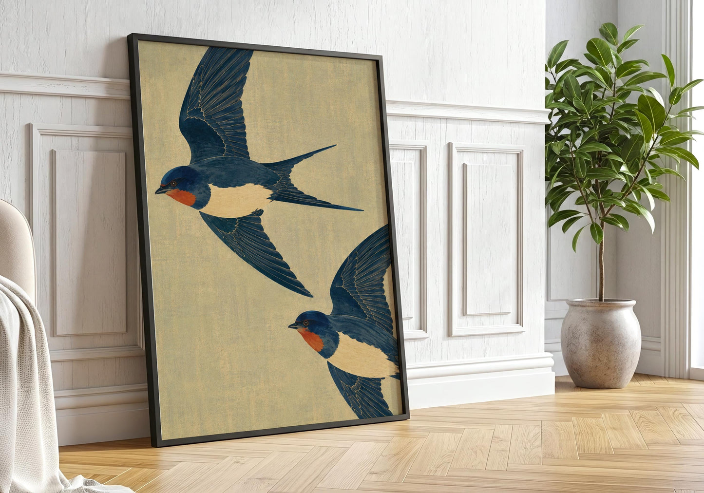 Nature-inspired swallow wall art designed for bird lovers, conservation supporters, and countryside interiors.
