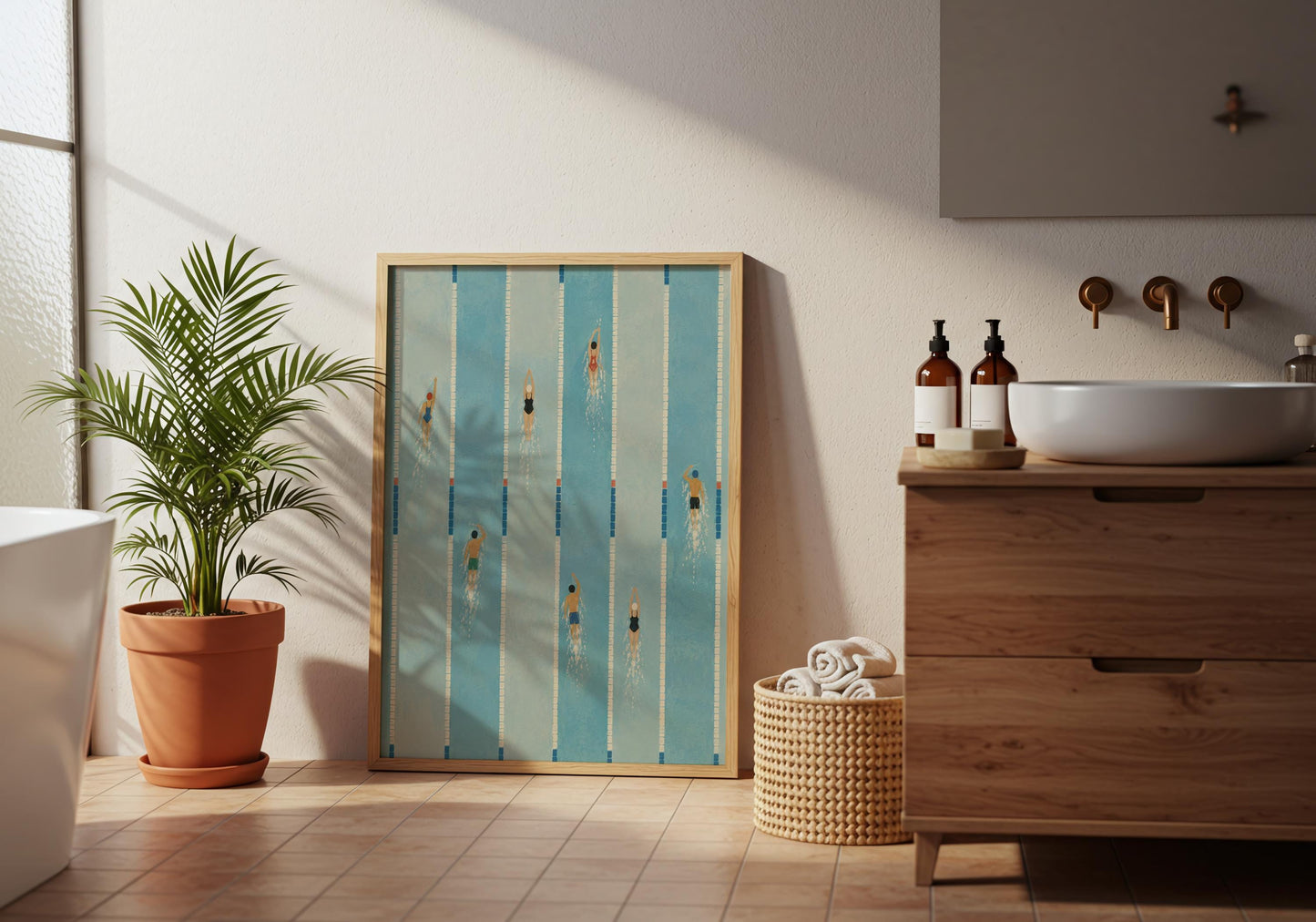 Contemporary lap swimming artwork for swimmers, triathletes, and modern gallery walls.
