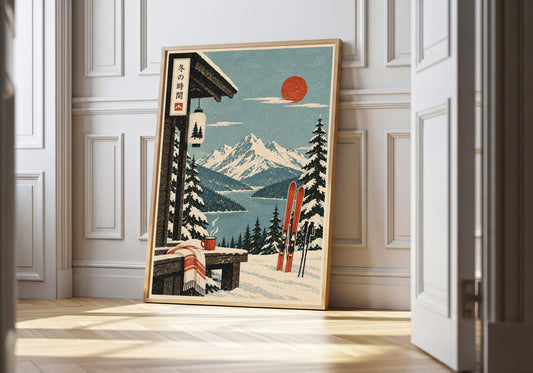 Winter Lodge Skis appears in the light-wood hero scene, clearly showing red skis outside a mountain lodge above a winter lake.