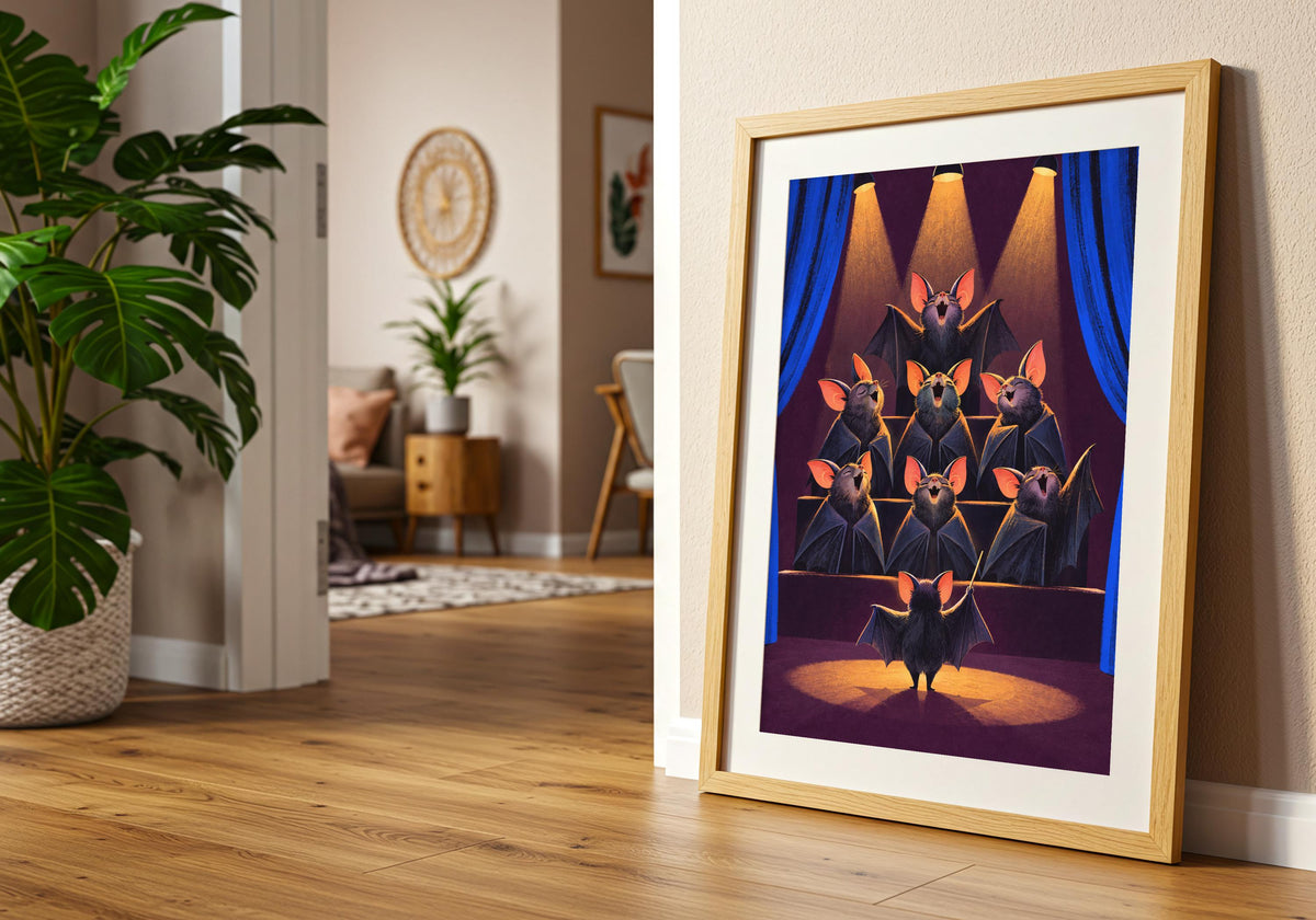 Bat Choir Warm-Up Print - Bat Choir Wall Art, Quirky Music Wall Art