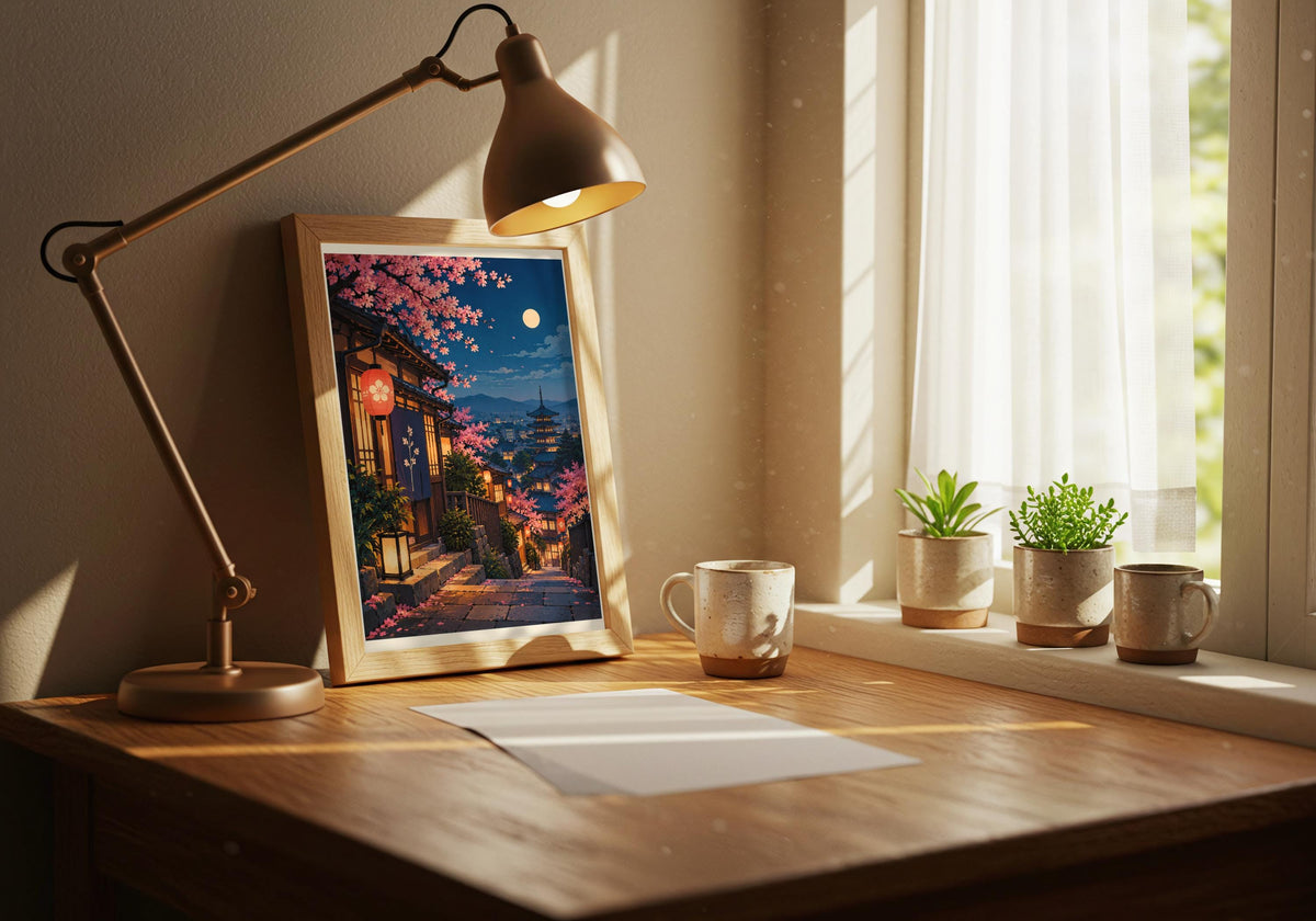 The record corner setting pairs moonlit sakura lantern street with a restrained sakura lantern stree display.
