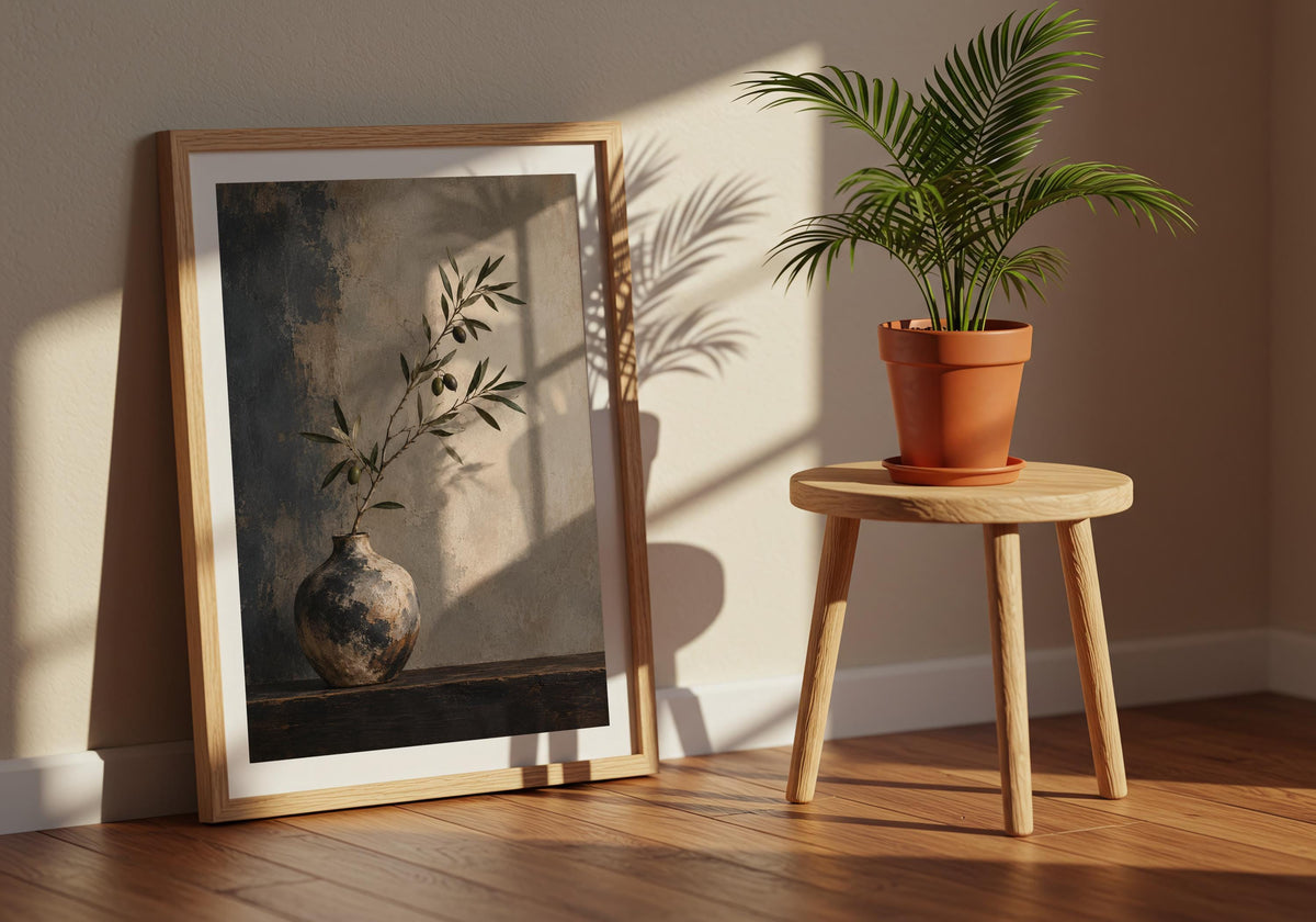 Window-room lighting complements the illustrated branch and side-lit wall.